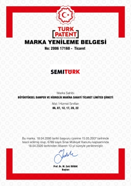 B�y�k Y�ksel Damper | SEMITURK Certificates