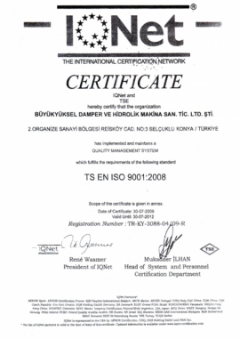 B�y�k Y�ksel Damper | SEMITURK Certificates